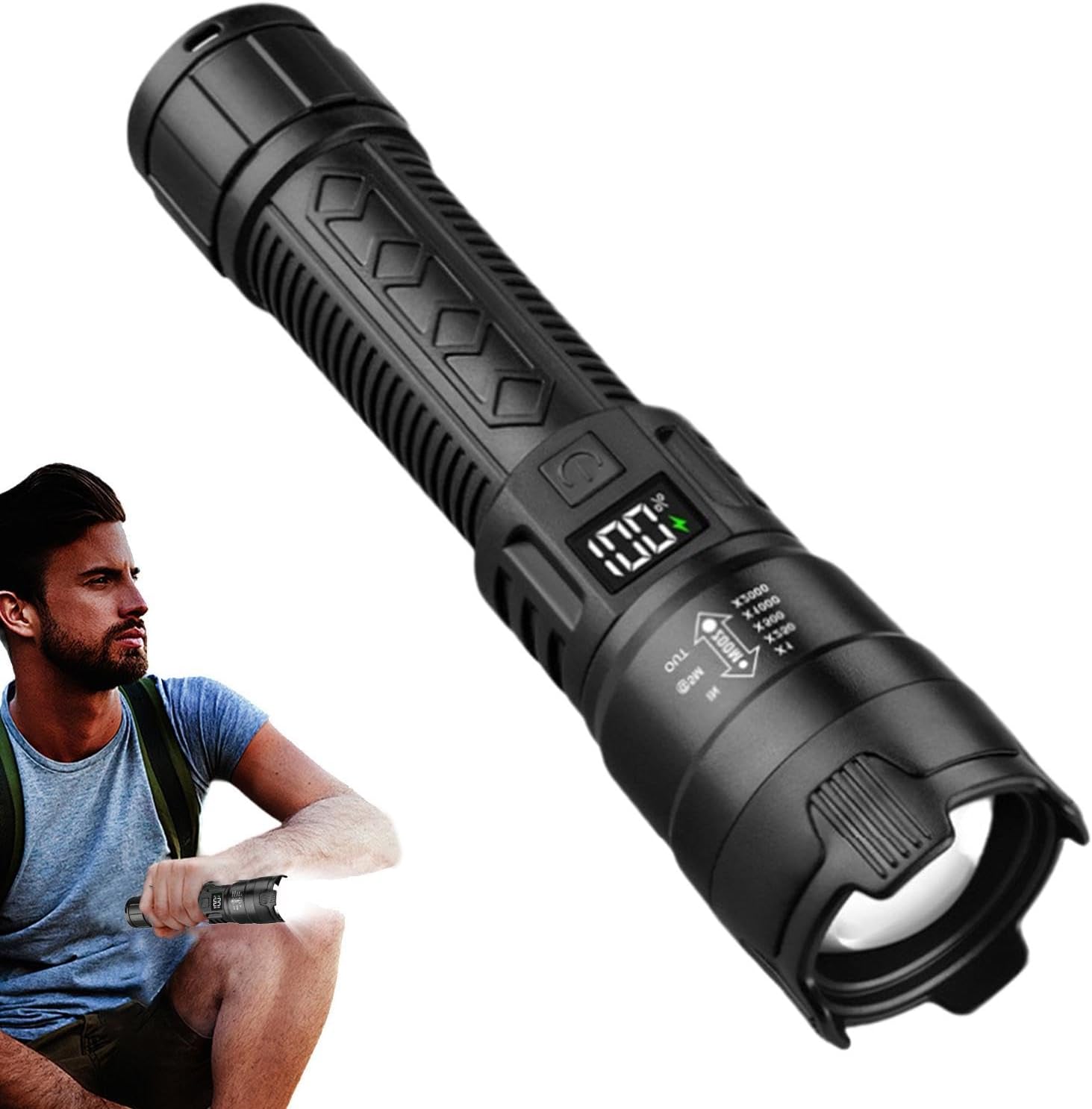 Outdoor Lighting Bollards - Tactical LED Flashlight 2000LM USB Rechargeable