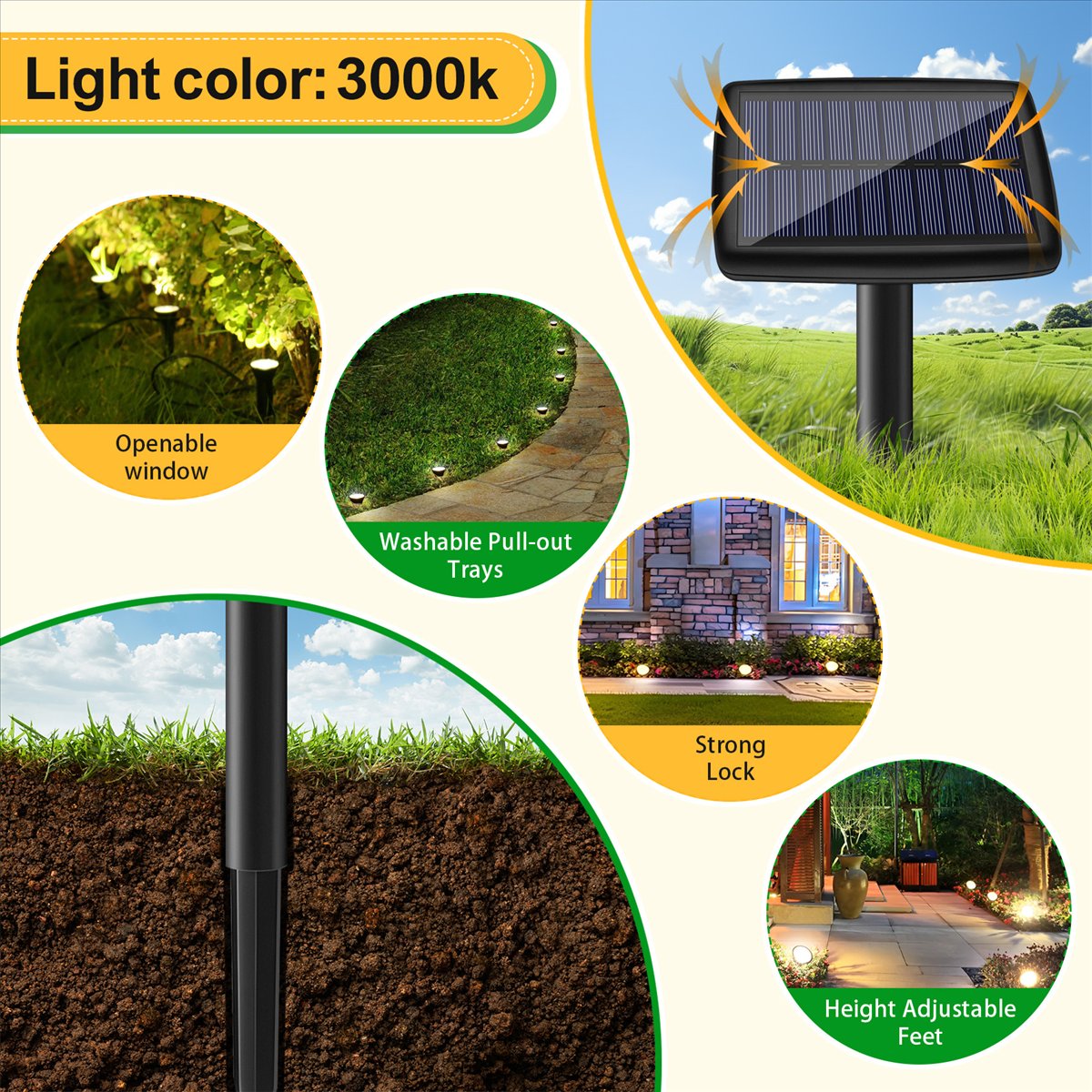 Y17A 10 in 1 Solar Lights Outd - Solar Path Light 评论和价格